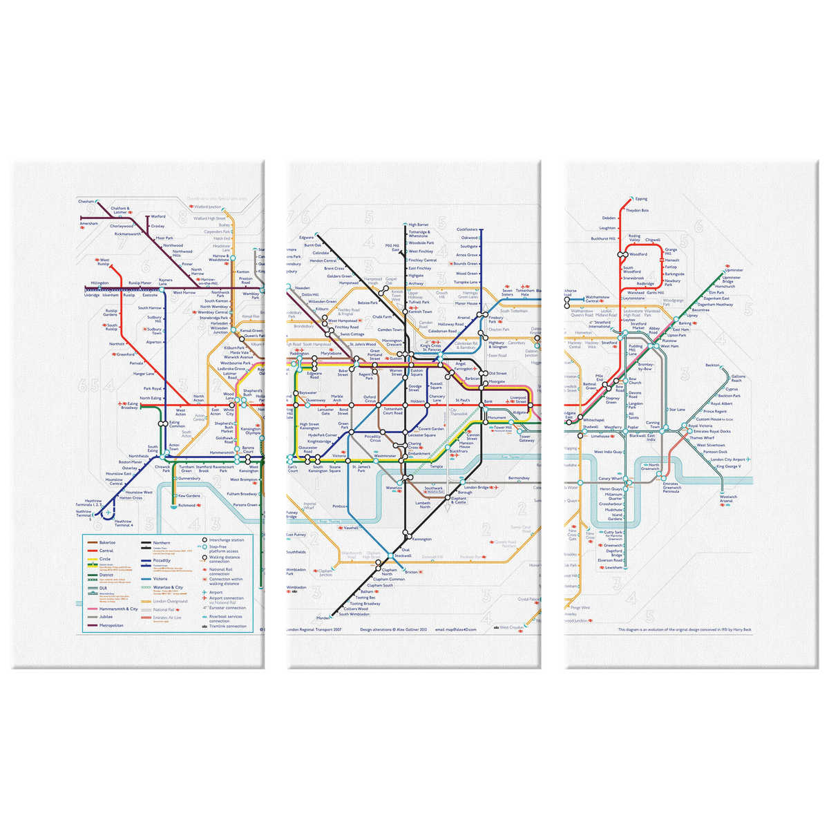 London Underground Map 3 Piece Revisionist Studios