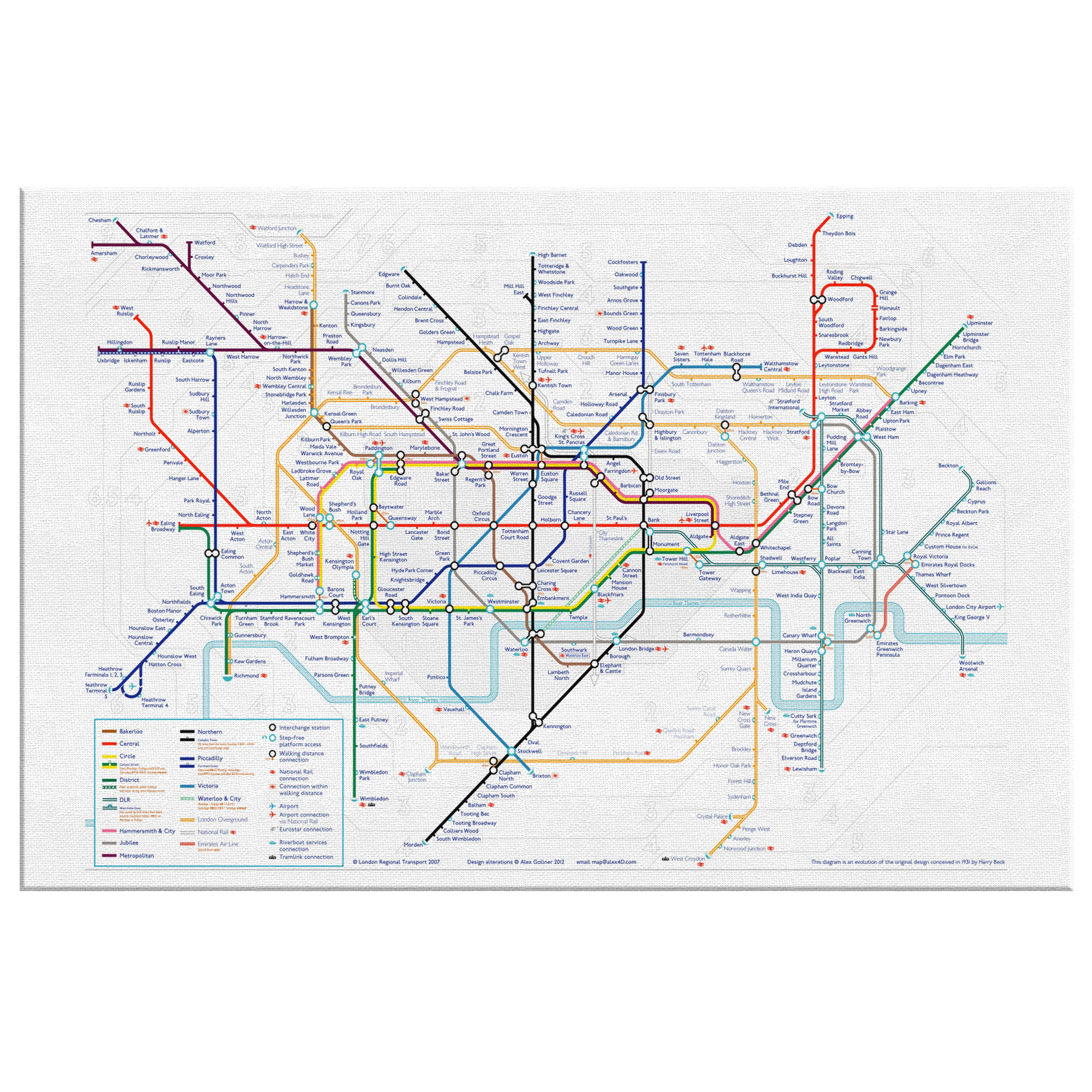 London Underground Tube Map Canvas | Vintage-Inspired Transit Art | Minimalist London Decor | Travel Gift for UK Lovers & Expats