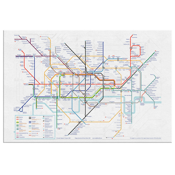 London Underground Tube Map Canvas | Vintage-Inspired Transit Art | Minimalist London Decor | Travel Gift for UK Lovers & Expats