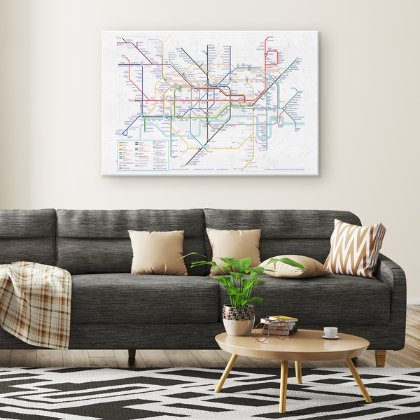 London Underground Tube Map Canvas | Vintage-Inspired Transit Art | Minimalist London Decor | Travel Gift for UK Lovers & Expats